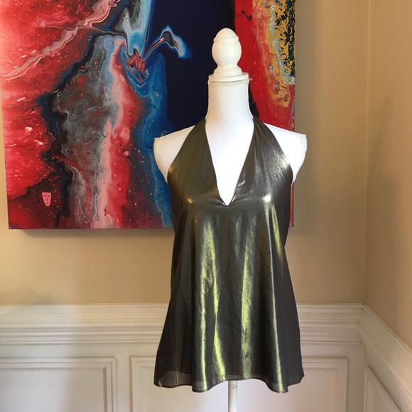 Haute Hippie Tops - HAUTE HIPPIE Liquid Metallic Gold Halter Top NWT